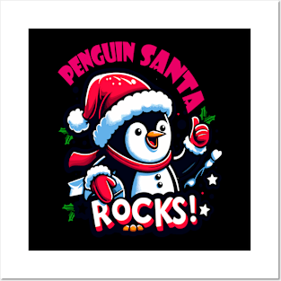 Penguin Santa Rocks Posters and Art